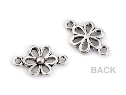 Našívací díl květ 9x15 mm (Varianta platina, Balení 10 ks)