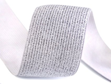 Pruženka s lurexem šíře 40 mm (Varianta 1 bílá stříbrná, Balení 1 m)