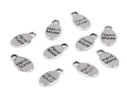 Kovový přívěsek Handmade 8x15 mm (Varianta platina s patinou, Balení 10 ks)