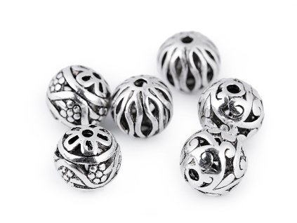 Kovový korálek ornament (Varianta 2 platina s patinou, Balení 5 ks)