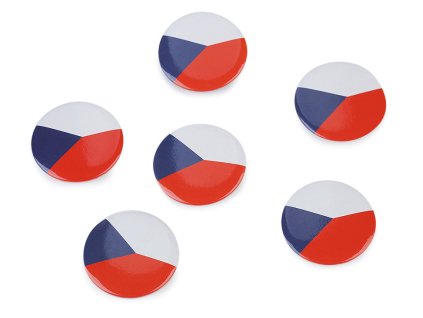 Brož / placka vlajka Česká republika Ø3,5 cm (Varianta 1 viz foto, Balení 6 ks)