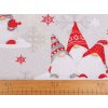 Vánoční bavlněná látka skřítek (Varianta 1 (CH7) šedá nejsvětlejší červená, Balení 1 m)
