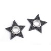 Průchodka s koženkovou hvězdou k našití, průvlek 8 mm (Varianta 1 bílá černý nikl, Balení 20 ks)