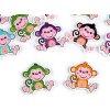 Dřevěný dekorační knoflík opice, dinosaurus, ptáček (Varianta 2 fialová dinosaurus, Balení 10 ks)