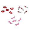 Kovový přívěsek / taháček na zip rty, pírko, lízátko, srdce, muchomůrka (Varianta 1 červená rty, Balení 5 ks)