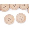 Dřevěný knoflík čtyřdírkový velikost 48" (Varianta přírodní sv., Balení 10 ks)