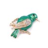 Brož s broušenými kamínky ptáček (Varianta 1 zelená pastelová, Balení 1 ks)