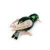 Brož s broušenými kamínky ptáček (Varianta 1 zelená pastelová, Balení 1 ks)