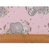 Bavlněná plenkovina / mušelín slon (Varianta 1 (356T) růžová sv., Balení 1 m)