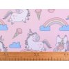 Bavlněná látka / plátno jednorožec (Varianta 1 (22180-4) růžová sv., Balení 1 m)