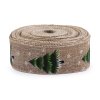 Vánoční plátnová stuha stromeček s drátem šíře 50 mm (Varianta 2 režná přírodní zelená, Balení 22.5 m)