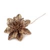 Výprodej - Vánoční květ na drátku s glitry - měděná 6ks