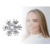 Výprodej - Brož s broušenými korálky vločka - crystal