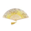 Vějíř textilní s metalickými detaily (Varianta 1 žlutá světlá stříbrná, Balení 1 ks)