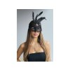 Karnevalová maska - škraboška krajková s peřím (Varianta černá, Balení 1 ks)