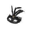 Karnevalová maska - škraboška krajková s peřím (Varianta černá, Balení 1 ks)
