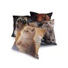 Sametový povlak na polštář pes, kočka 45x45 cm (Varianta 1 béžová tm. kočka, Balení 1 ks)