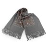 Velký teplý šátek / pléd vyšívaný s třásněmi, typu kašmír 68x165 cm (Varianta 9 černá, Balení 1 ks)