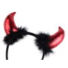 Čertovské rohy s peřím (Varianta černá červená, Balení 1 ks)