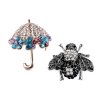 Brož s broušenými kamínky deštník, včela (Varianta 2 nikl černý včela, Balení 1 ks)