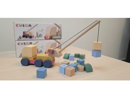 Dřevěné ekologické tahací auto s magnetem – Jeřáb