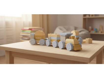 Dřevěný vzdělávací vláček Cubika 15 dílků