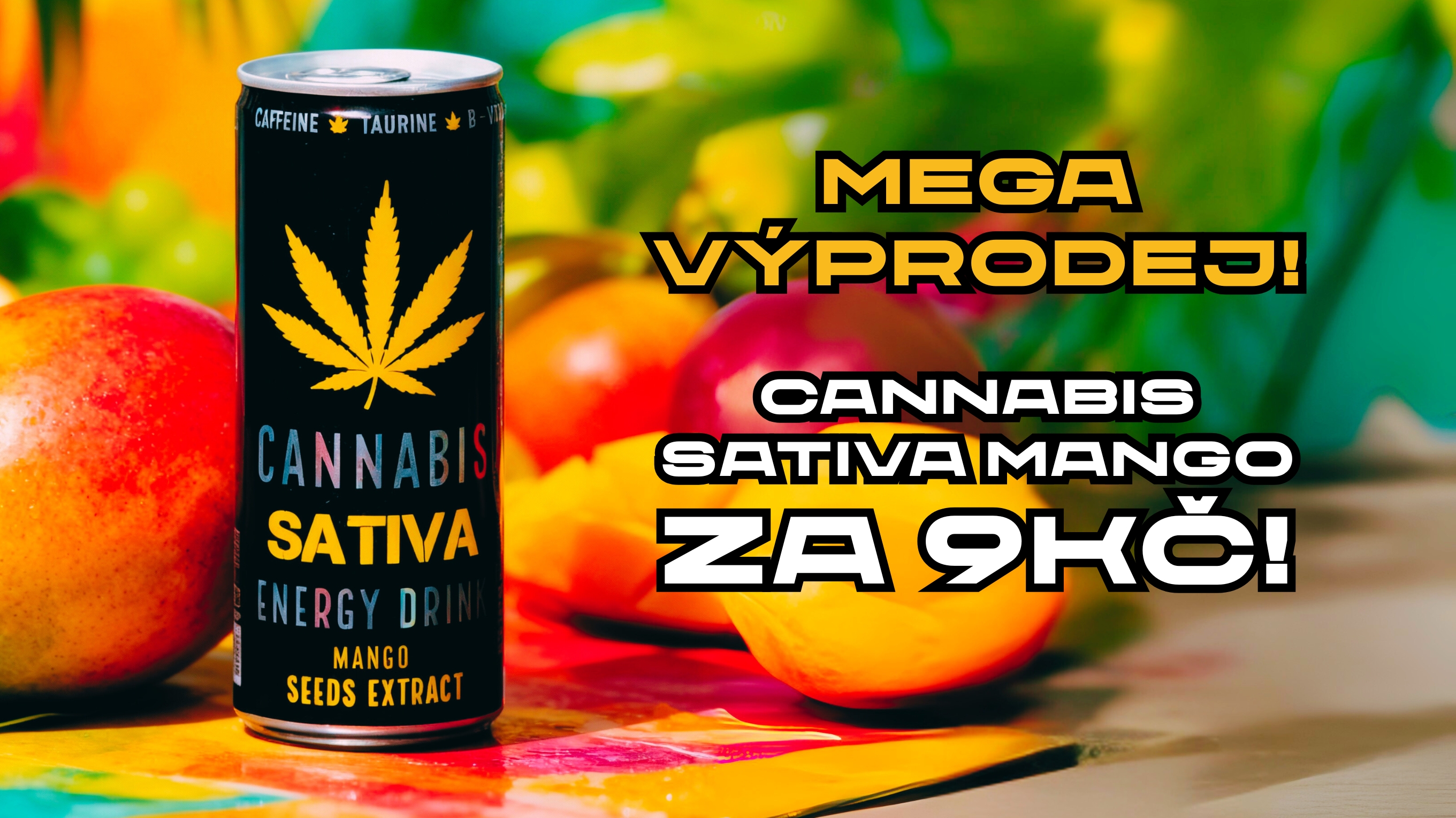 Energy drink CANNABIS SATIVA s příchutí Mango v akci za skvělých 9Kč!