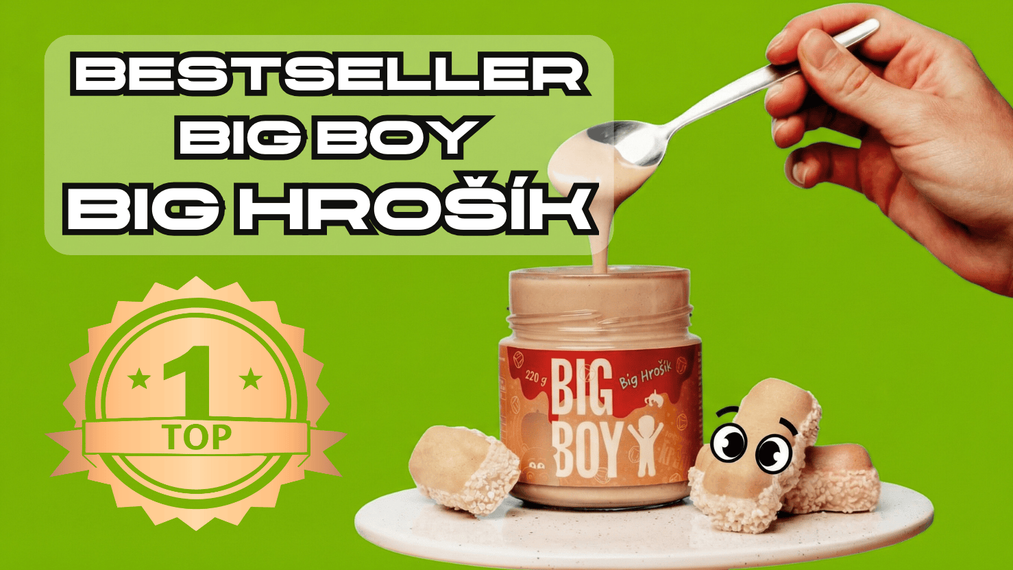 BIG BOY Big Hrošík - Světlý proteinový krém se sladidly a lískovými ořechy