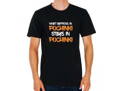 pánské černé tričko Co se stane v Pochinki, zůstane v Pochinki PUBG