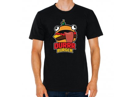 pánské černé tričko fortnite durrr burger