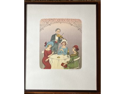 Hüttnerová Iva - Dámy s houslistou 2021 litografie