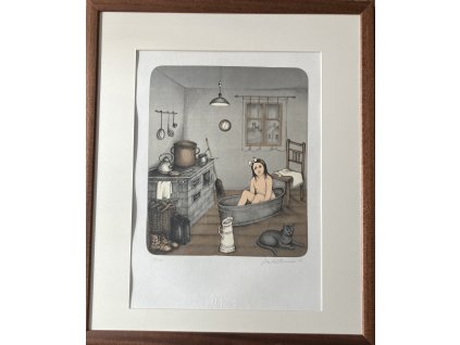 Hüttnerová Iva - Sama ve vaně 2022 litografie