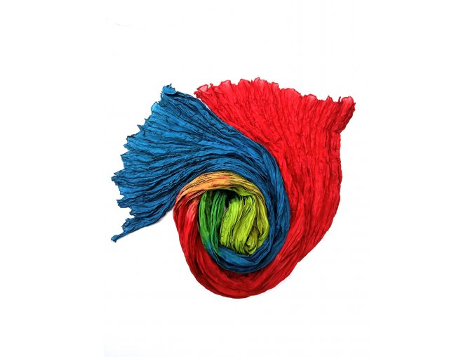 hedvábný šál zeleno-červený