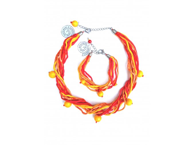 Oranžovožlutý náhrdelník (s náramkem)