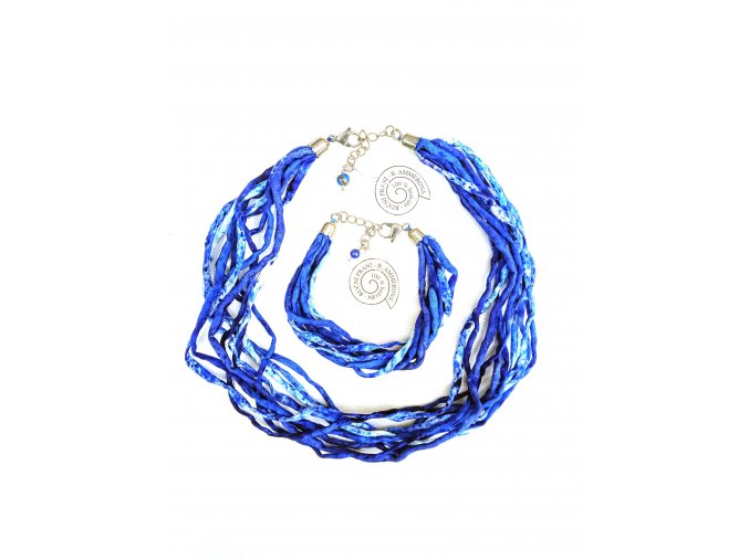 Modrý šňůrkový náhrdelník (s náramkem)
