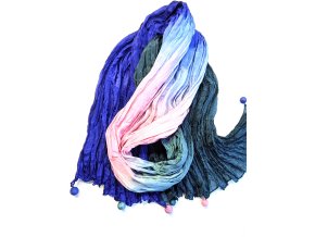 Hedvábný šál růžovo-modro-petrolejový