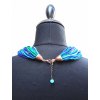 Hedvábný náhrdelník v odstínech tyrkysu a tmavě modré