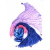 hedvábný šál do modrorůžova s korálky