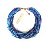Vícebarevný hedvábný náhrdelník do modrofialova