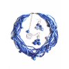 Hedvábný náhrdelník jasně modrý s náušnicemi