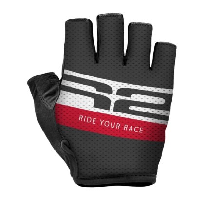 R2 RIDE BLACK/WHITE/RED CYKLISTICKÉ RUKAVICE