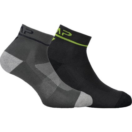 CMP KIDS RUNNING SOCK COTTON BIPACK TITANIO-JUNGLE PONOŽKY