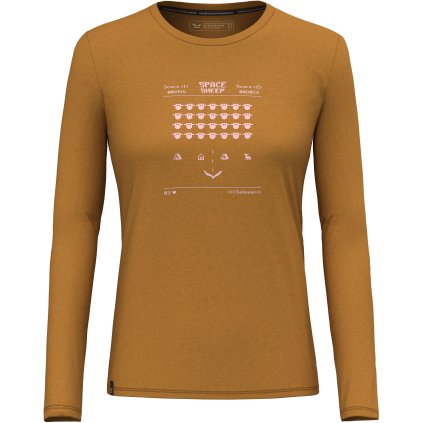 SALEWA PURE SPACE GAME MERINO T-SHIRT W BEIGE GOLDEN BROWN TRIČKO