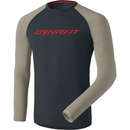 DYNAFIT 24/7 M LONGSLEEVE BLUEBERRY ROCK KHAKI TRIČKO