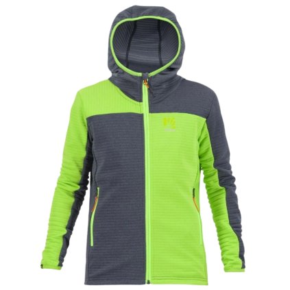 KARPOS NUVOLAU KID FULL-ZIP HOODIE JASMINE GREEN/OMBRE BLUE MIKINA