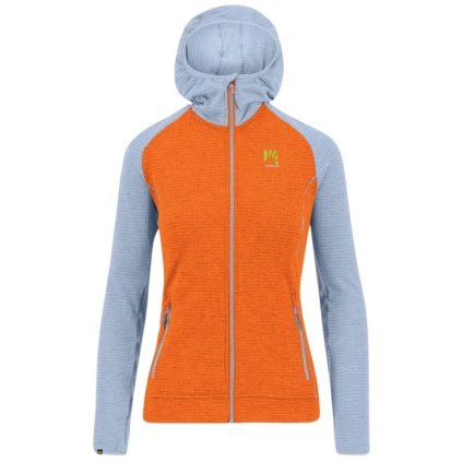 KARPOS AMBRIZZOLA W FULL-ZIP HOODIE SCARLET IBIS/HALOGEN BLUE MIKINA