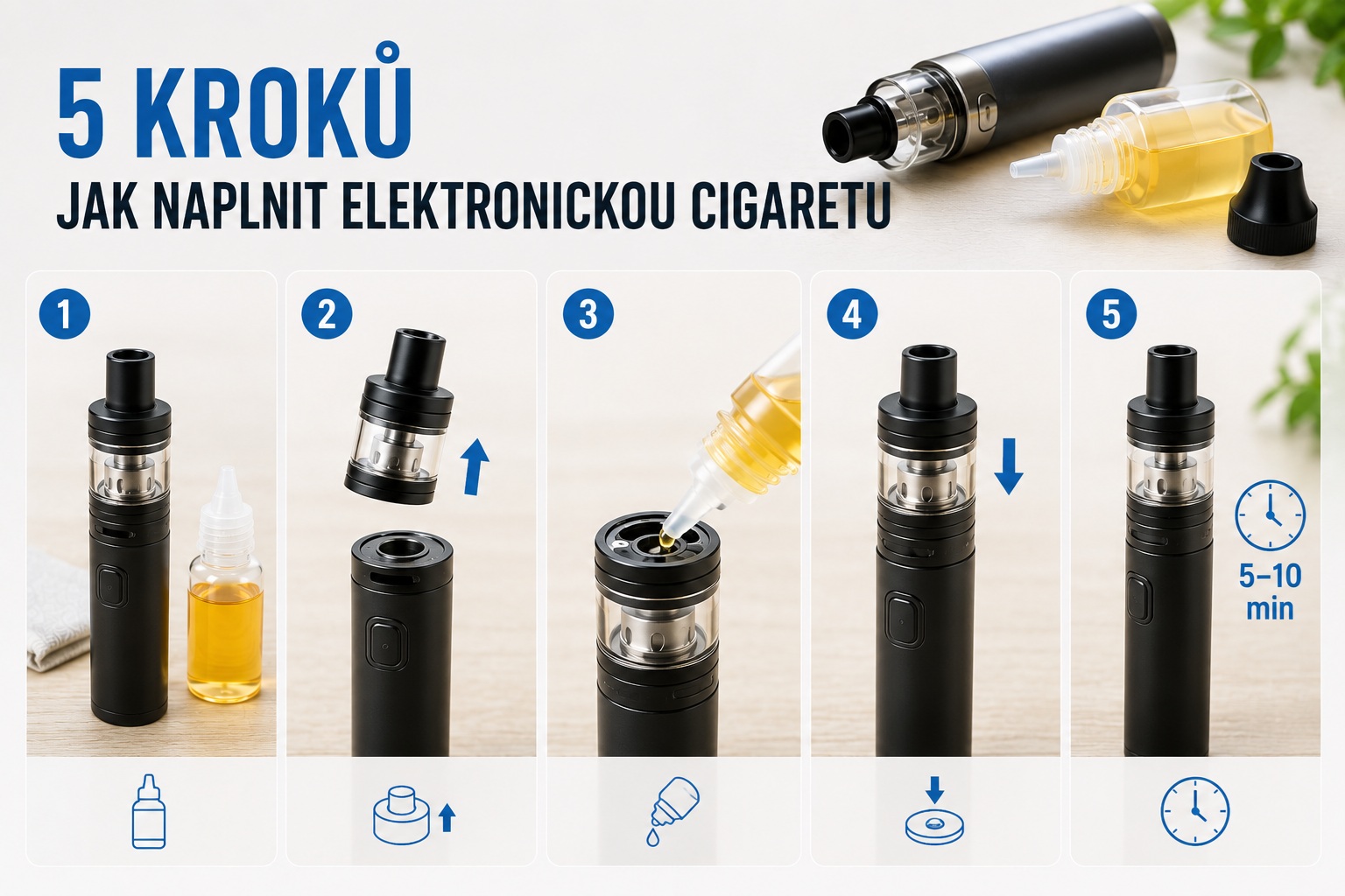5 kroků, jak naplnit elektronickou cigaretu