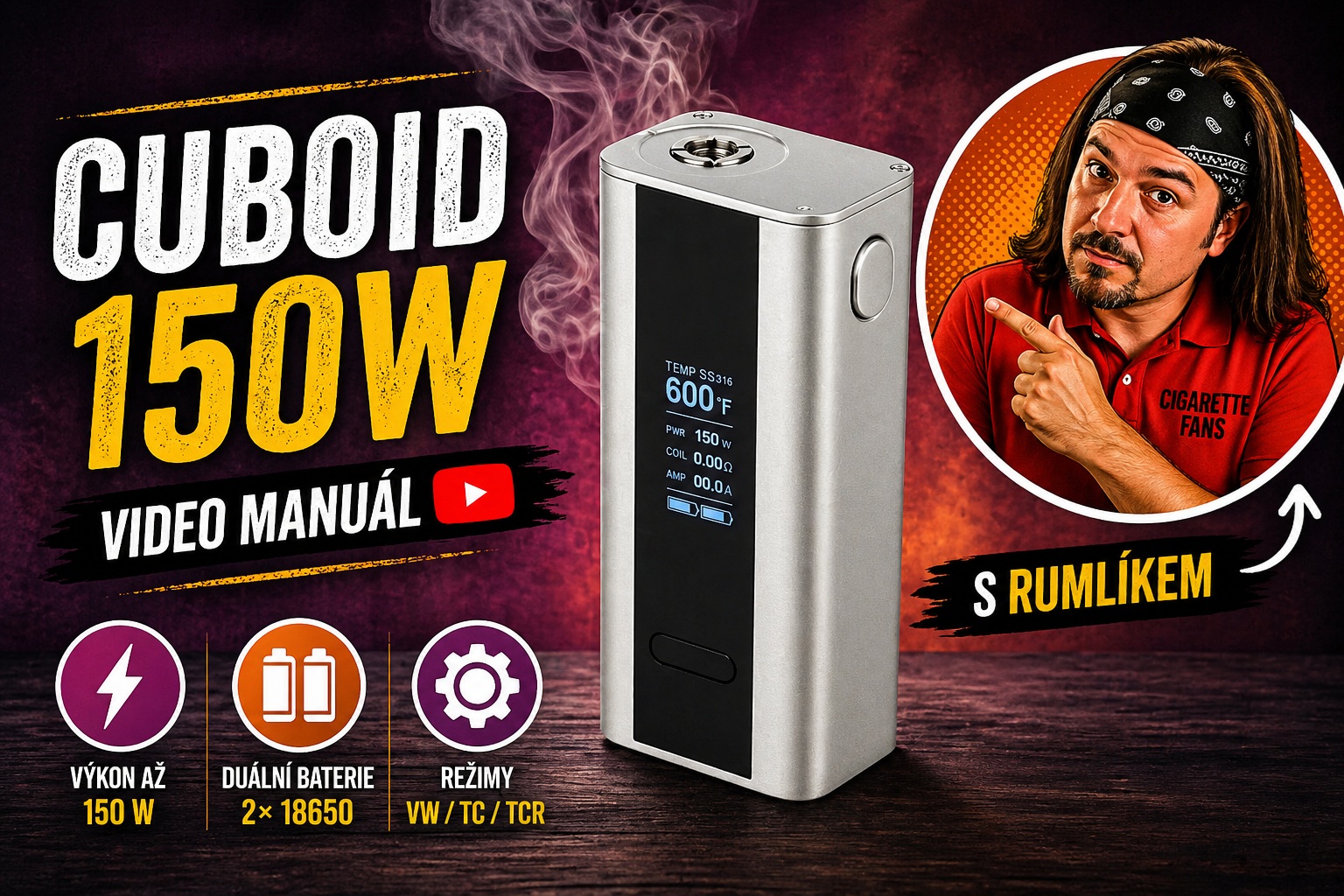 Videomanuál: E-cigareta Joyetech Cuboid TC 150W