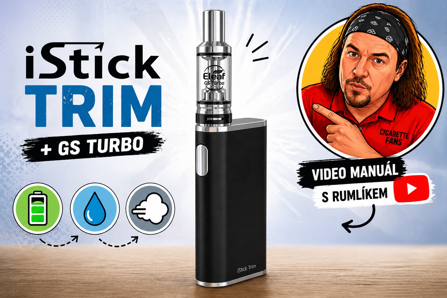 YouTube videomanuál: Eleaf iStick TRIM s atomizérem GS Turbo