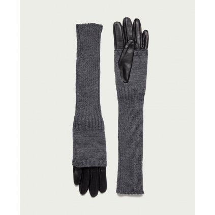 Dámske kožené rukavice Sisley sivé